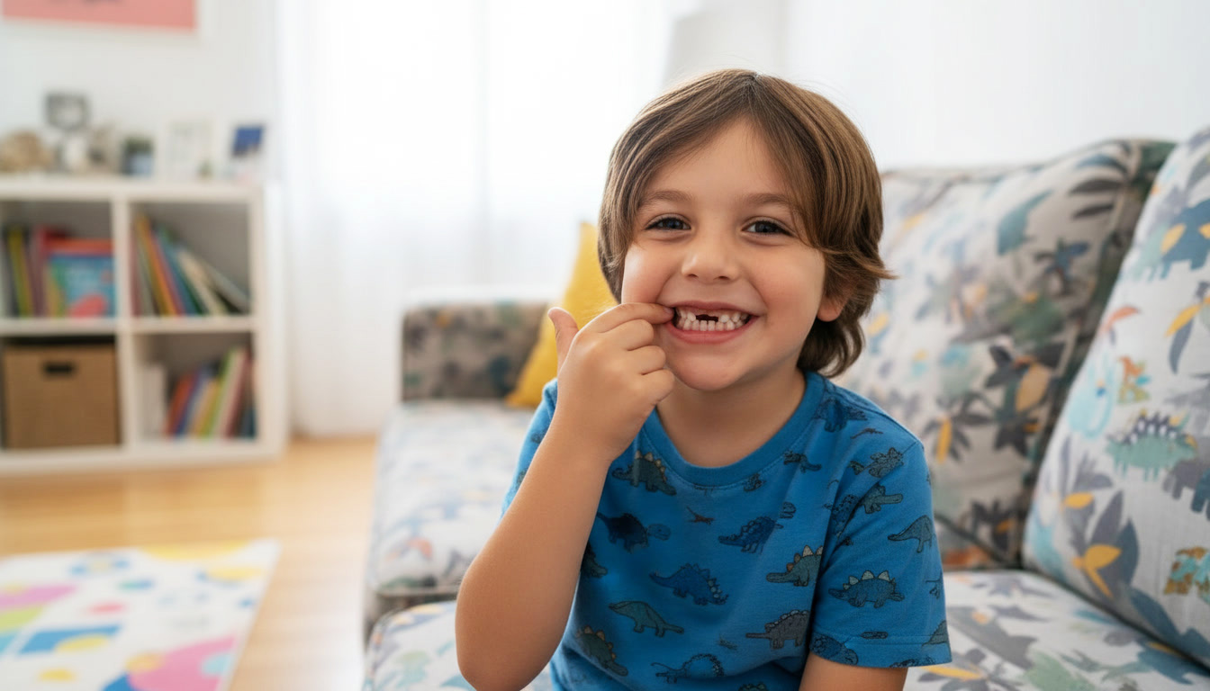 do kids teeth hurt before they fall out — child wiggling loose baby tooth in Brooklyn