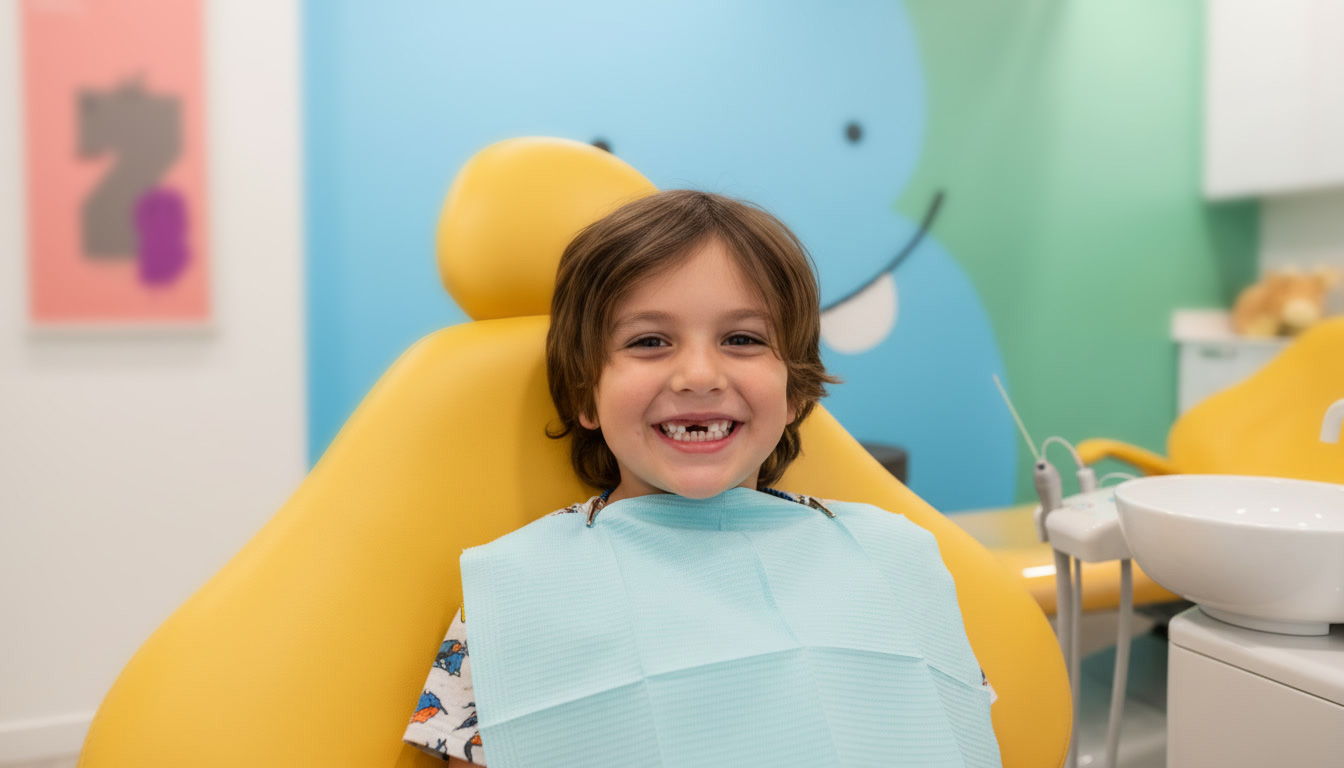smiling child at Bitesize after loose teeth fell out without hurting